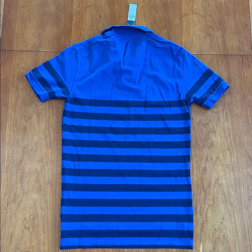 NWT Polo by Ralph Lauren Men's Cotton Mesh Polo Shirt. Royal/Navy Blue Stripes. - Picture 7 of 16